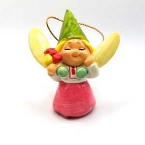 Vintage Christmas Ornament Fairy Gnome Ceramic Unieboek Gorham Danish 1979 Xmas